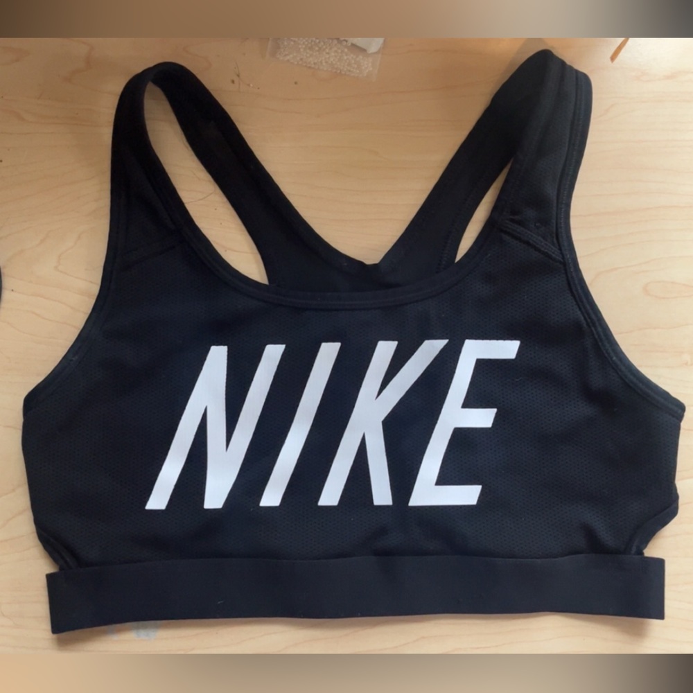 Nike Black Dri-FIT Athletic Bra with White Logo